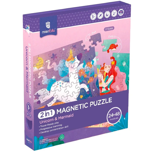 2 en 1 Puzzle magnético Unicornio y Sirena