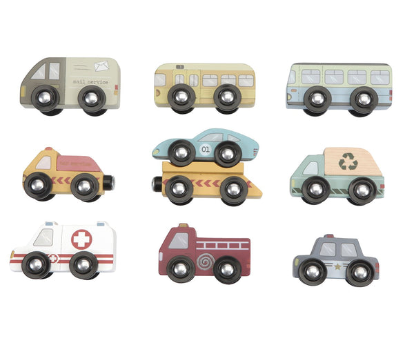 Set 9 vehiculos madera